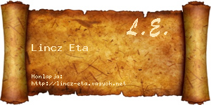 Lincz Eta névjegykártya